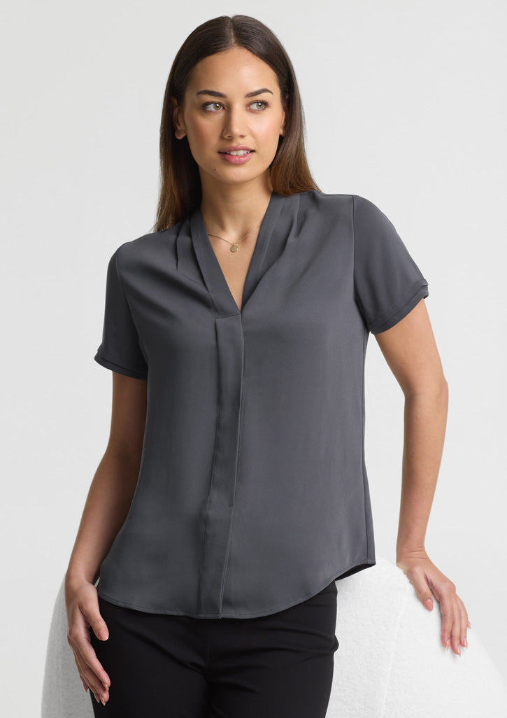 Biz Collection Womens Madison Short Sleeve Shirt - Charcoal
