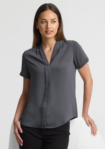 Biz Collection Womens Madison Short Sleeve Shirt - Charcoal
