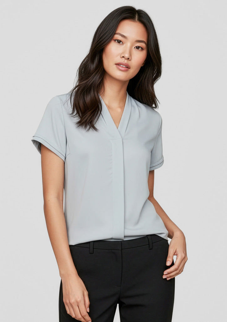 Biz Collection Womens Madison Short Sleeve Shirt - Silver Mist
