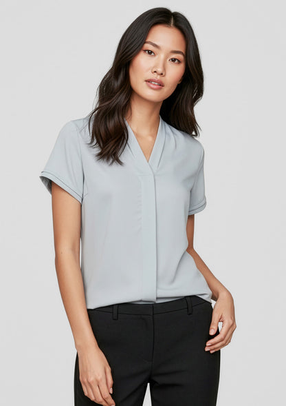 Biz Collection Womens Madison Short Sleeve Shirt - Silver Mist