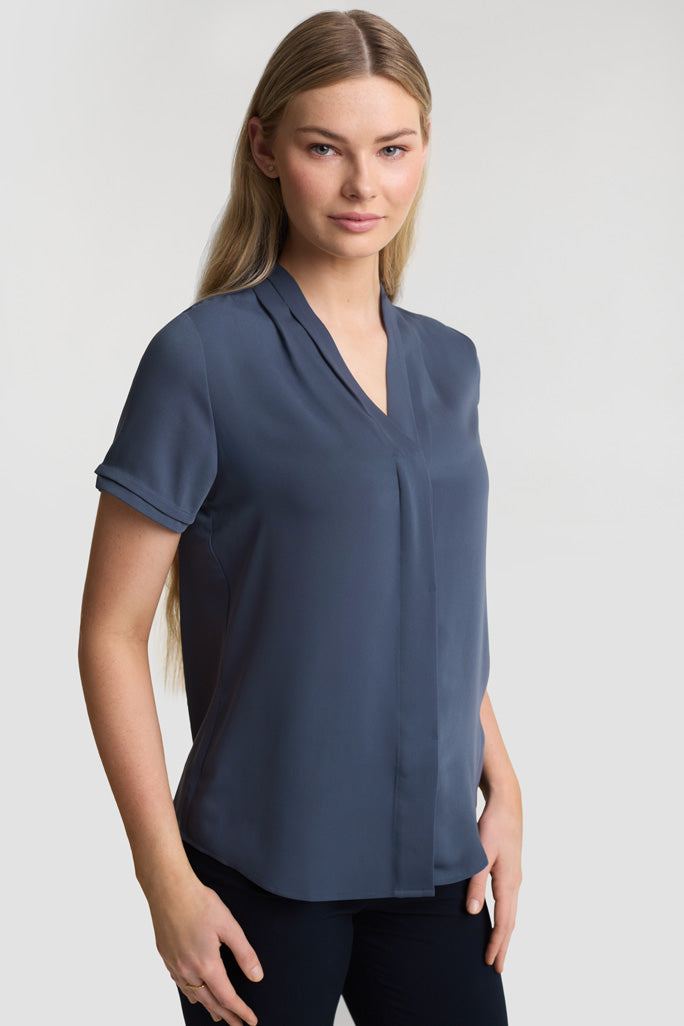 Biz Collection Womens Madison Short Sleeve Shirt - Storm Blue
