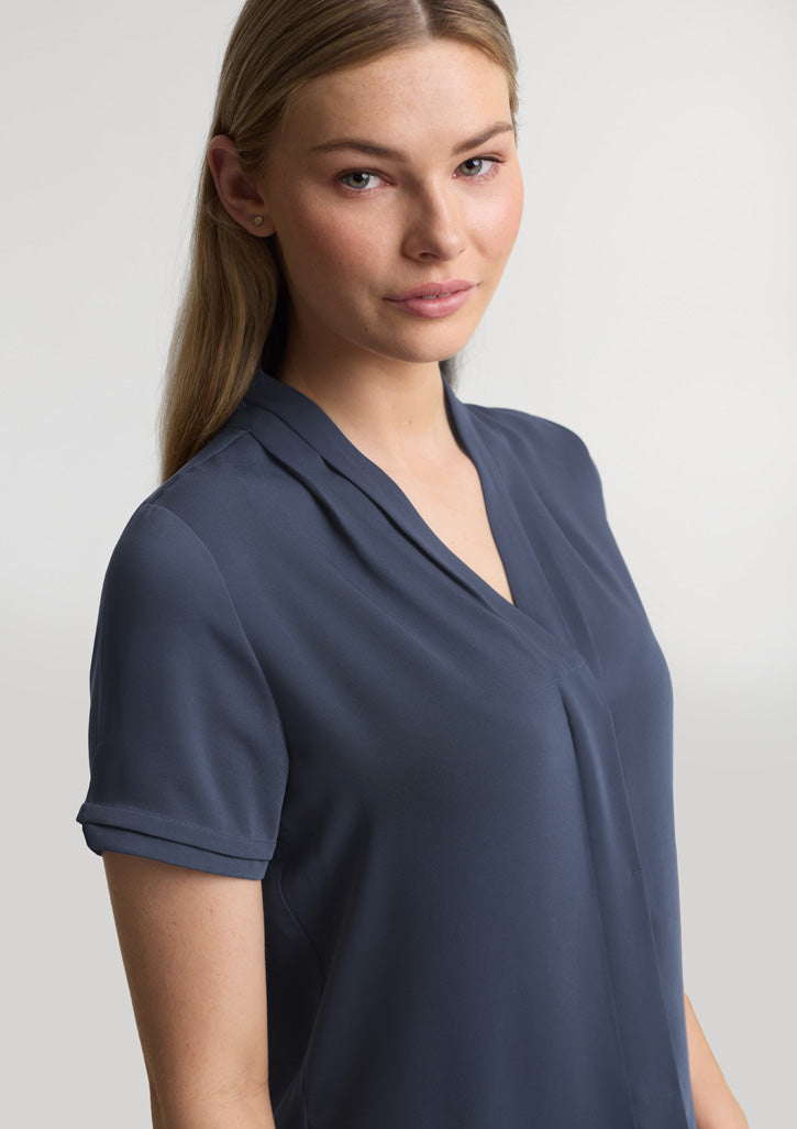 Biz Collection Womens Madison Short Sleeve Shirt - Storm Blue