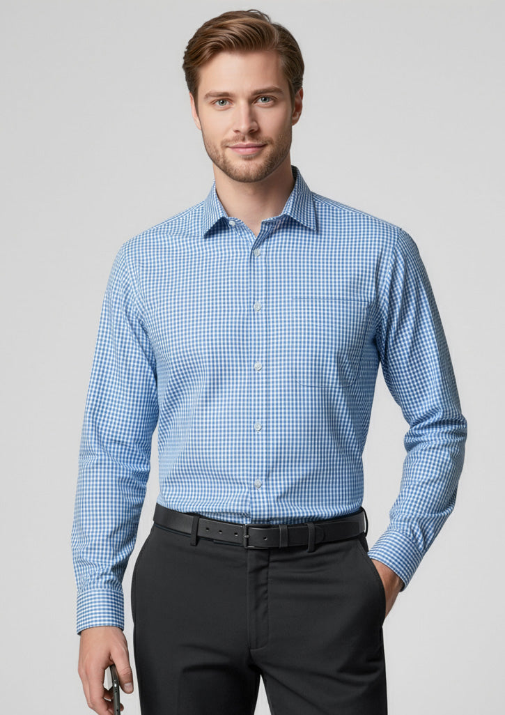 Biz Collection Mens Ellison Long Sleeve Shirt - French Blue