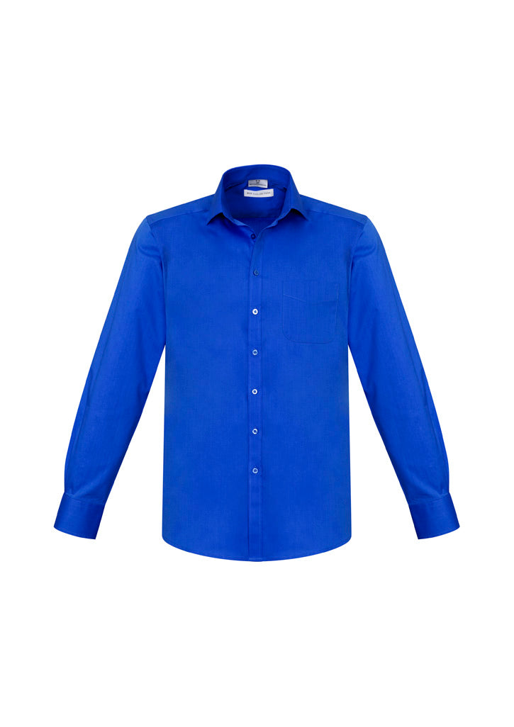 Biz Collection Mens Monaco Long Sleeve Shirt - Electric Blue