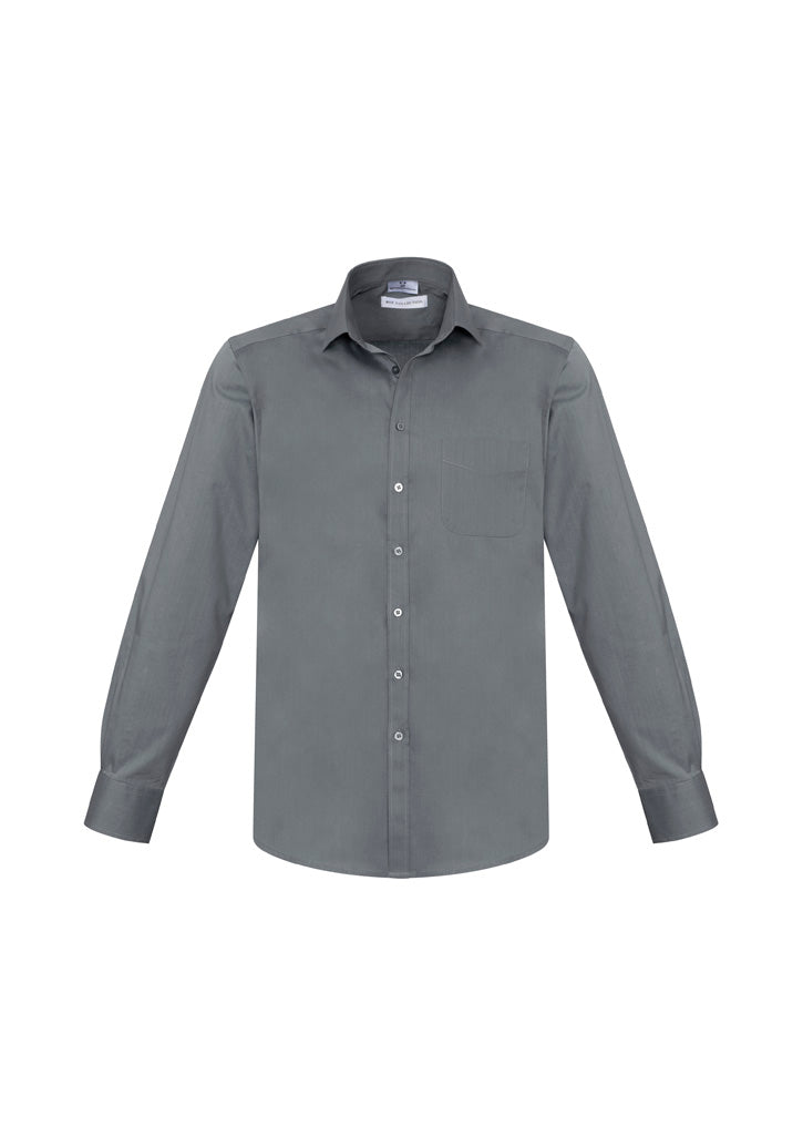 Biz Collection Mens Monaco Long Sleeve Shirt - Platinum