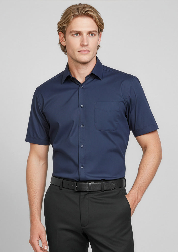 Biz Collection Mens Monaco Short Sleeve Shirt - Ink