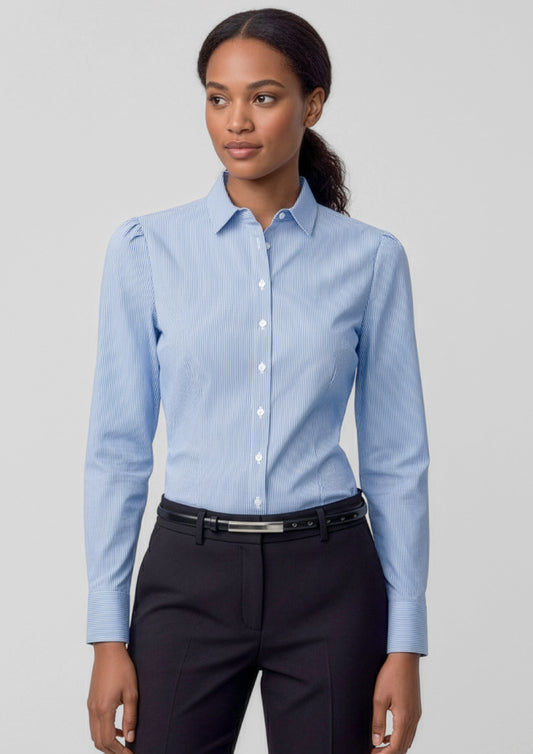 Biz Collection Womens Euro Long Sleeve Shirt - Blue