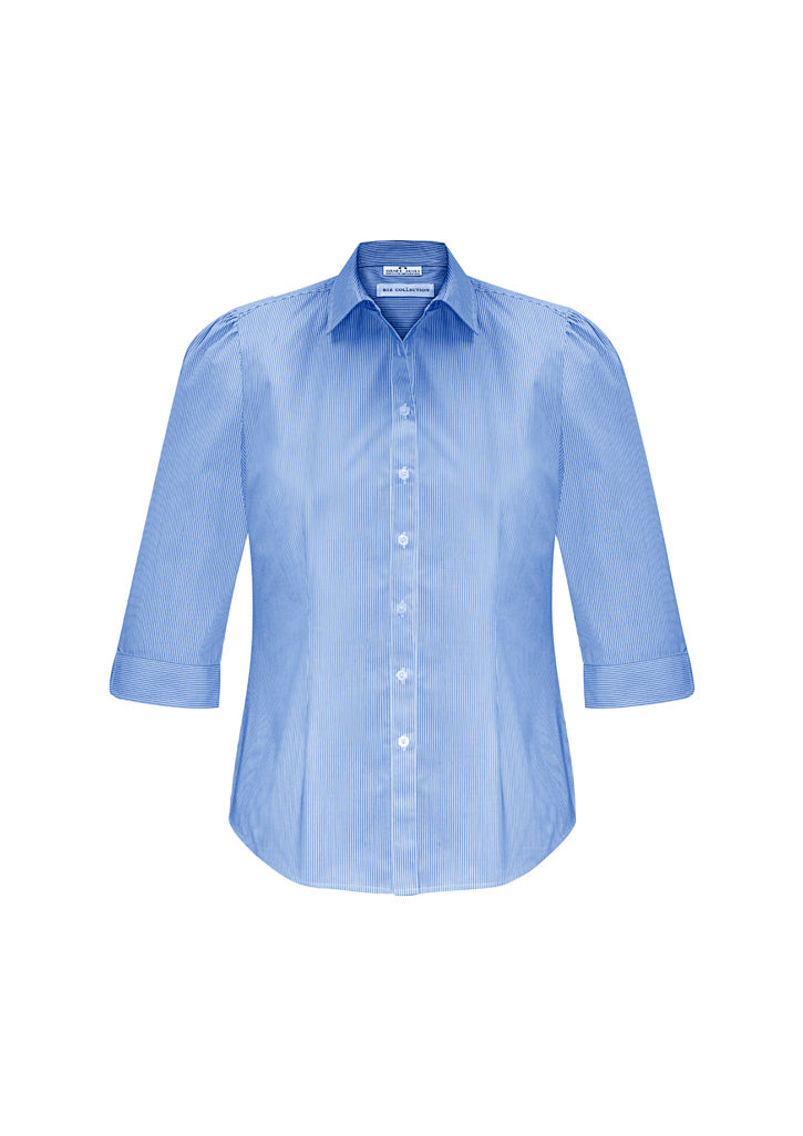 Biz Collection Womens Euro 3/4 Sleeve Shirt - Blue