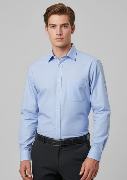 Biz Collection Mens Euro Long Sleeve Shirt - Blue