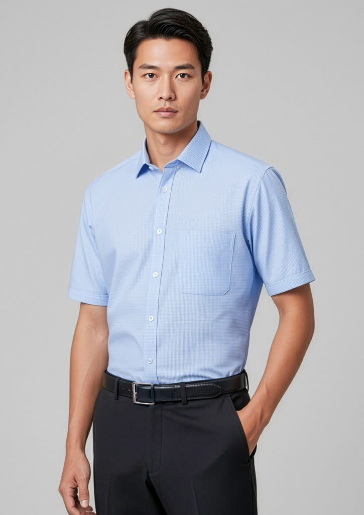 Biz Collection Mens Euro Short Sleeve Shirt - Blue