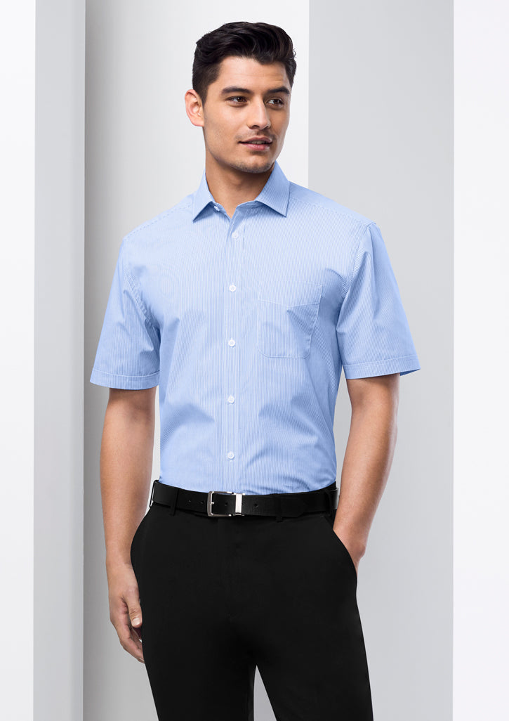 Biz Collection Mens Euro Short Sleeve Shirt - Blue