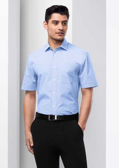 Biz Collection Mens Euro Short Sleeve Shirt - Blue
