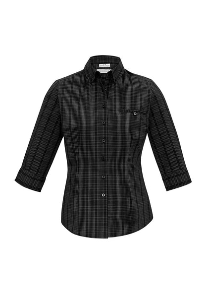 Biz Collection Womens Harper 3/4 Sleeve Shirt - Black/Silver