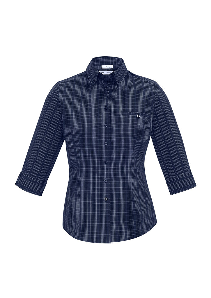 Biz Collection Womens Harper 3/4 Sleeve Shirt - Ink/Silver