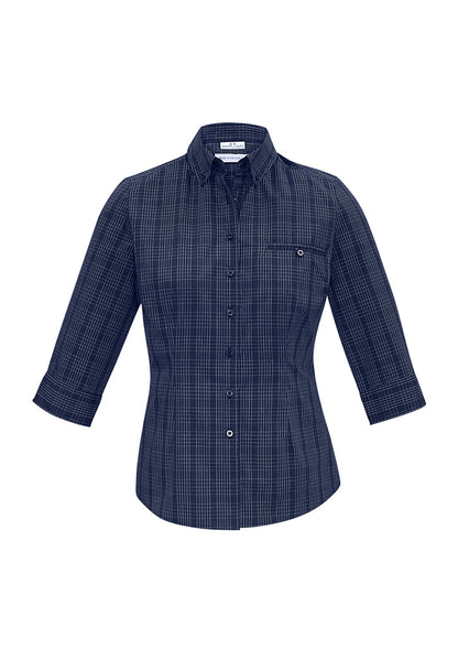 Biz Collection Womens Harper 3/4 Sleeve Shirt - Ink/Silver