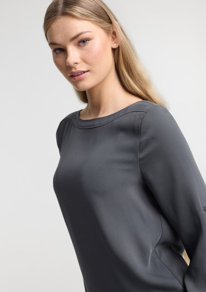 Biz Collection Womens Madison Boatneck Top - Charcoal
