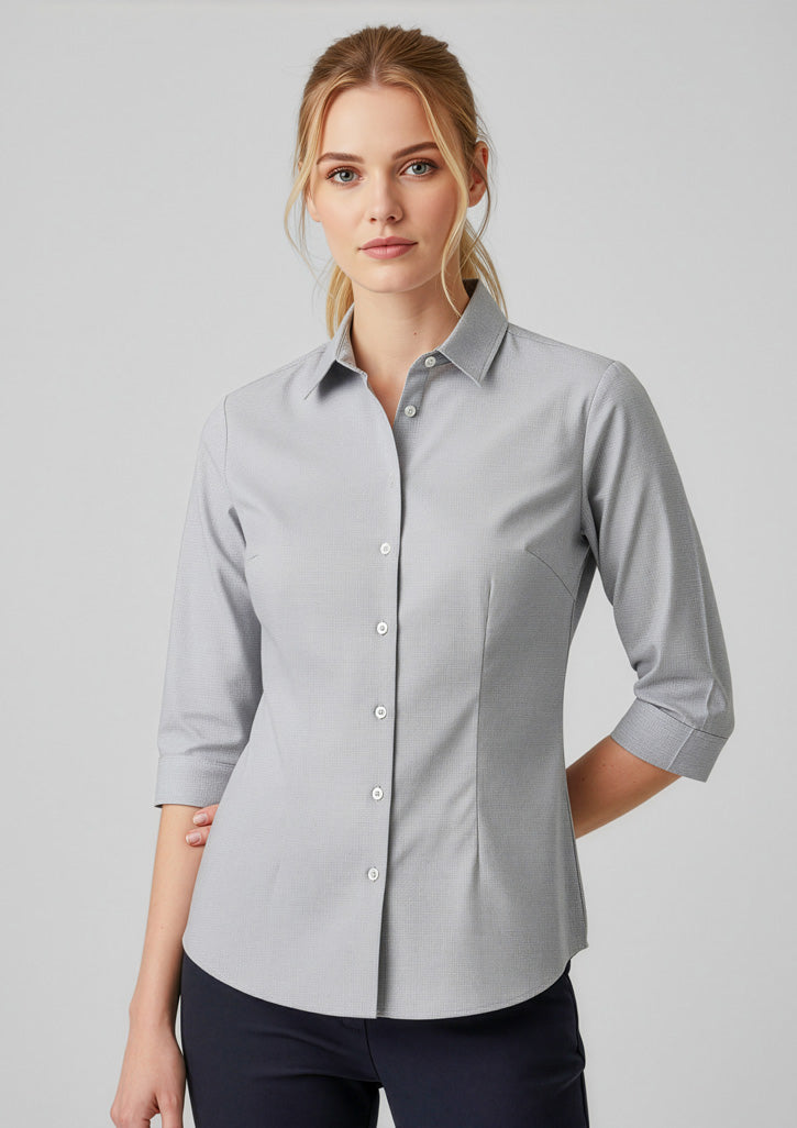 Biz Collection Womens Jagger 3/4 Sleeve Shirt - Silver