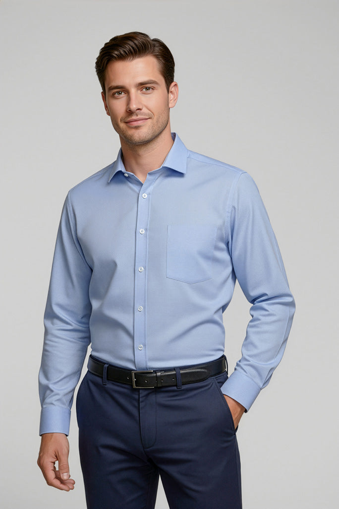 Biz Collection Mens Regent Long Sleeve Shirt - Blue