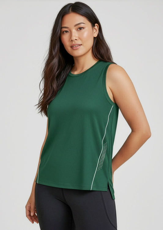 Biz Collection Womens Balance Singlet - Forest/White