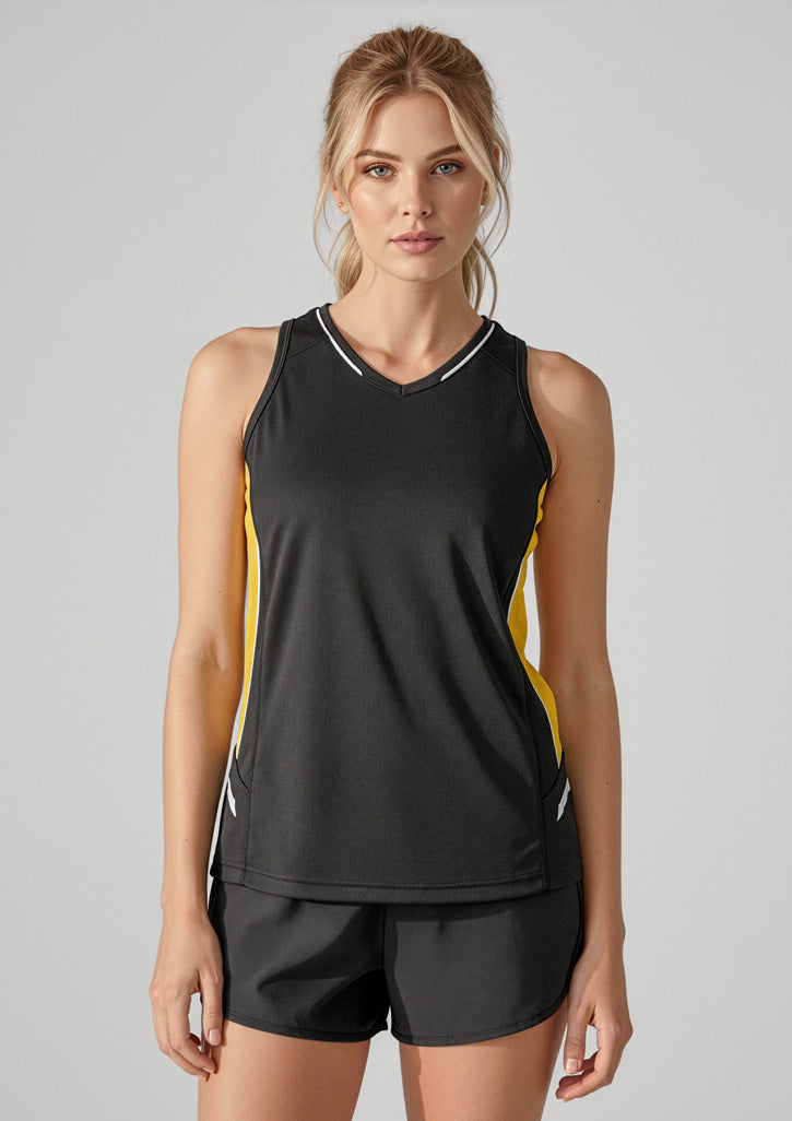 Biz Collection Womens Renegade Singlet - Black/Gold/Silver