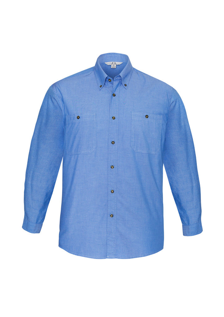 Biz Collection Mens Chambray Long Sleeve Shirt - Chambray Blue