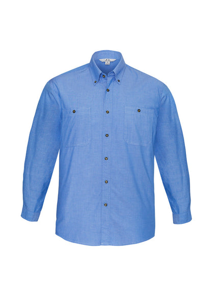 Biz Collection Mens Chambray Long Sleeve Shirt - Chambray Blue