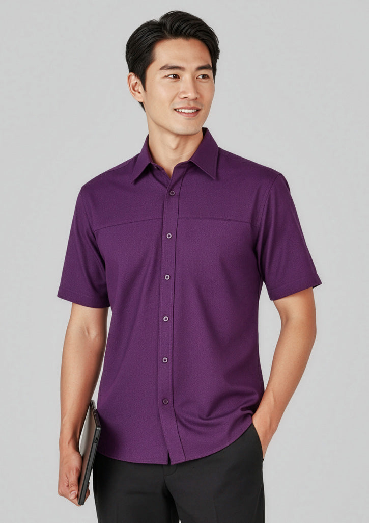 Biz Collection Mens Oasis Short Sleeve Shirt - Grape
