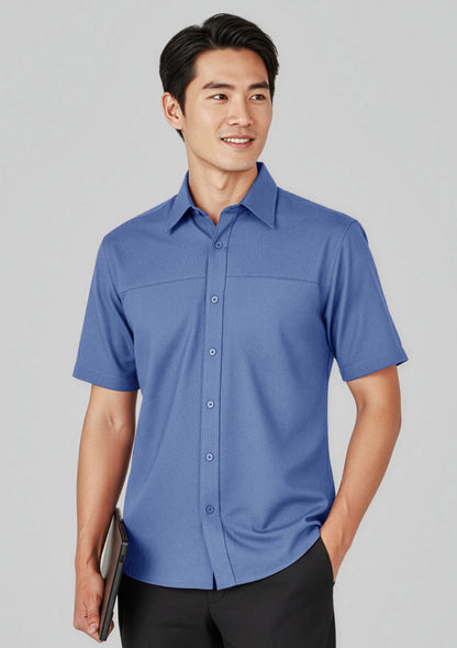 Biz Collection Mens Oasis Short Sleeve Shirt - Mid Blue