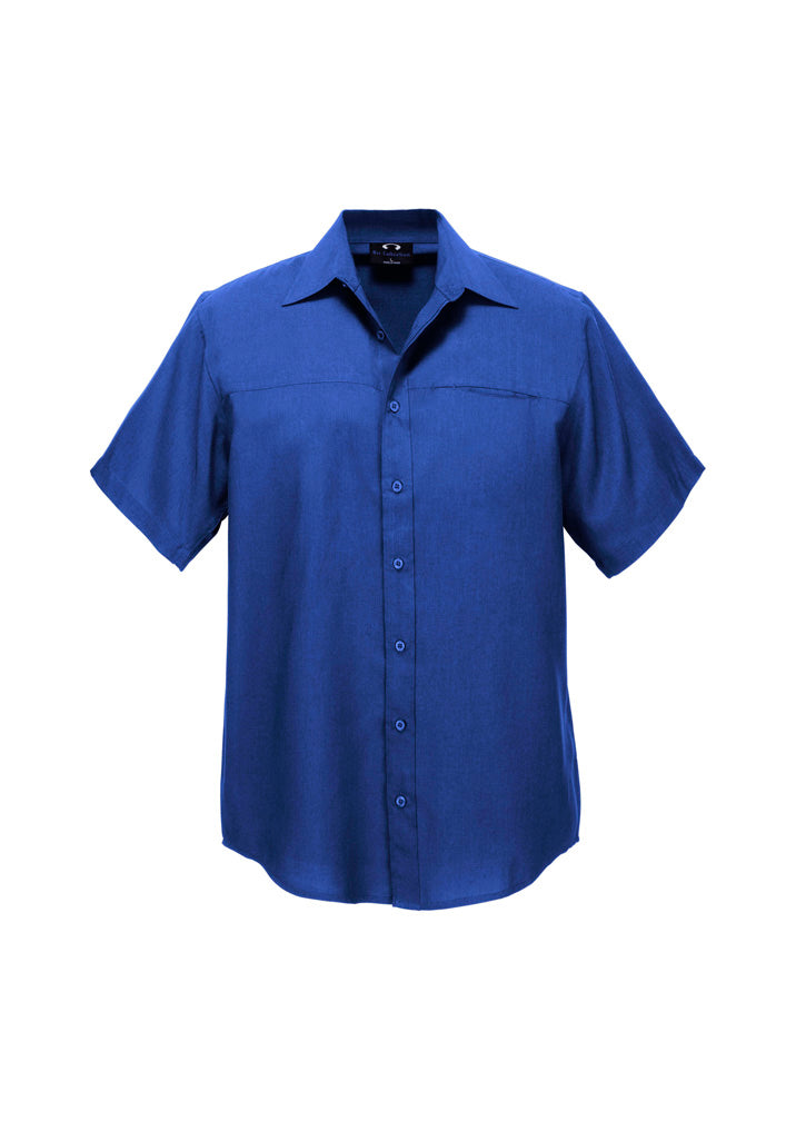 Biz Collection Mens Oasis Short Sleeve Shirt - Electric Blue