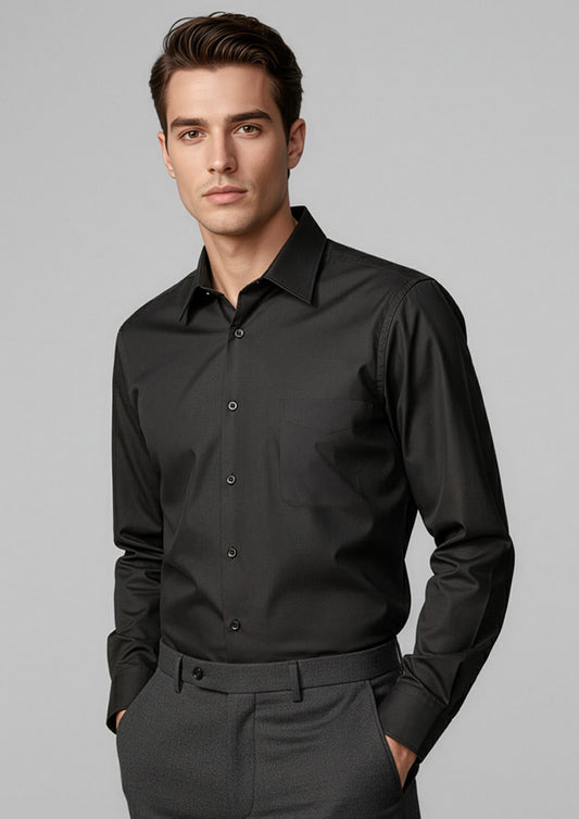 Biz Collection Mens Metro Long Sleeve Shirt - Black