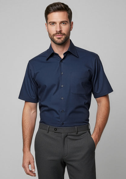 Biz Collection Mens Metro Short Sleeve Shirt - Navy