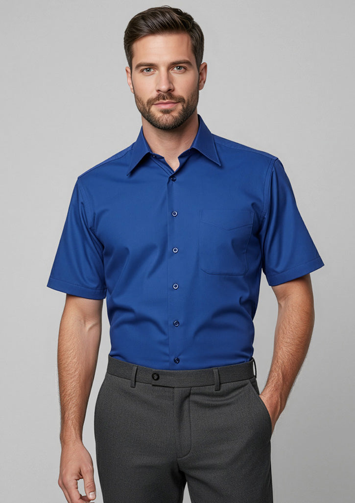Biz Collection Mens Metro Short Sleeve Shirt - Royal