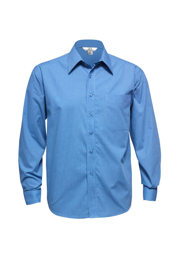 Biz Collection Mens Micro Check Long Sleeve Shirt - Navy
