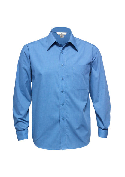 Biz Collection Mens Micro Check Long Sleeve Shirt - Navy