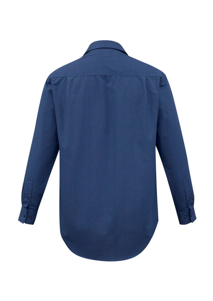 Biz Collection Mens Micro Check Long Sleeve Shirt - Navy