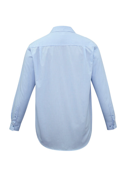 Biz Collection Mens Micro Check Long Sleeve Shirt - Sky