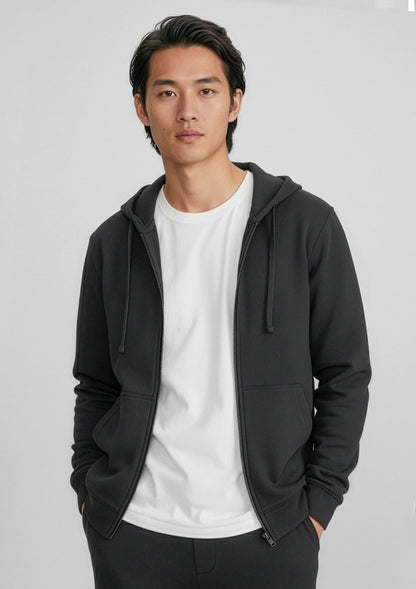 Biz Collection Mens Crew Zip Hoodie - Black