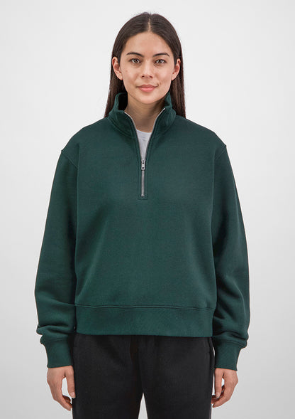 Good Mates Womens Everyday 1/4 Zip - Scarab Green