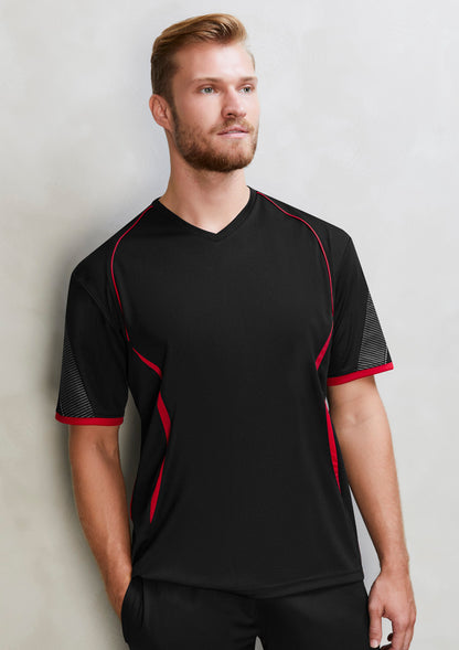 Biz Collection Mens Razor Short Sleeve Tee - Red/White