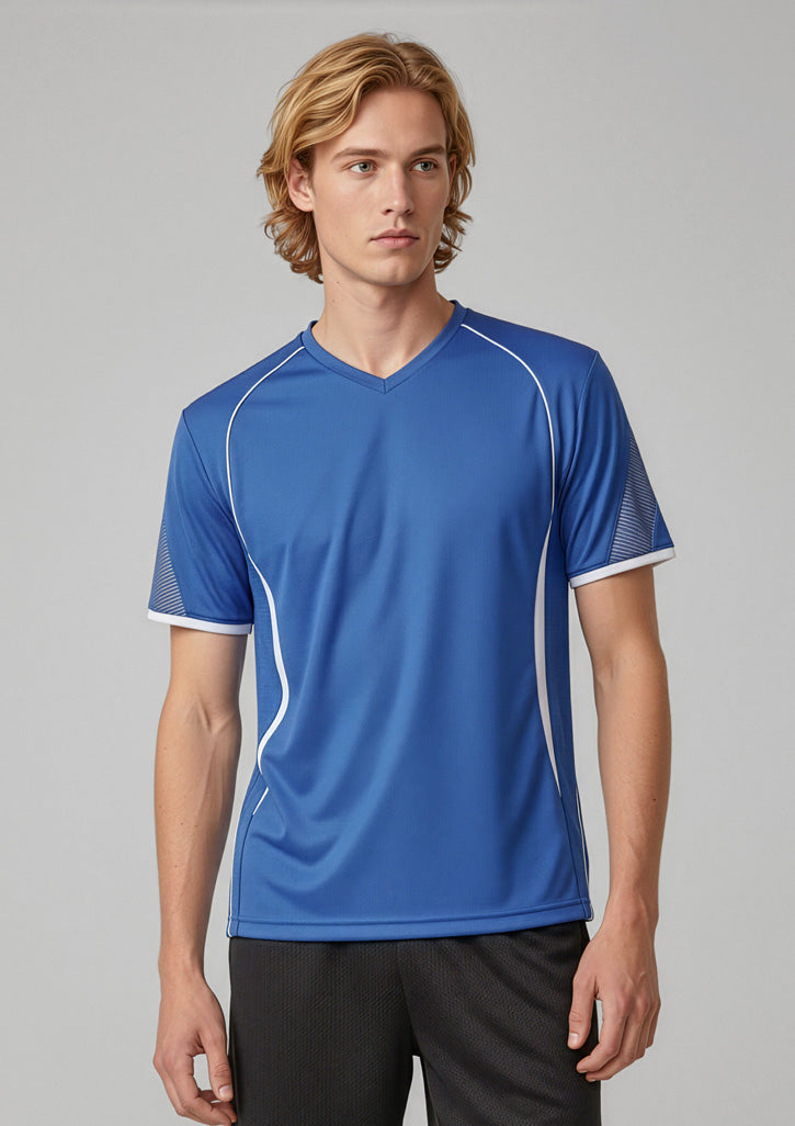 Biz Collection Mens Razor Short Sleeve Tee - Royal/White