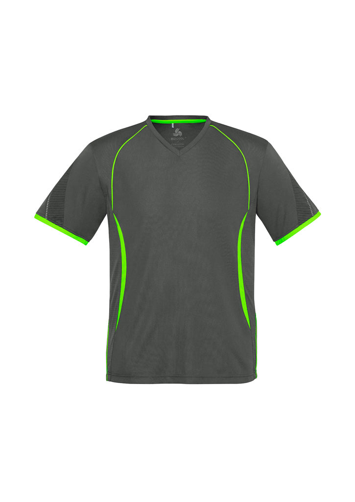 Biz Collection Mens Razor Short Sleeve Tee - Grey/Fluoro Lime