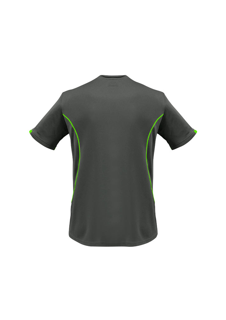 Biz Collection Mens Razor Short Sleeve Tee - Grey/Fluoro Lime