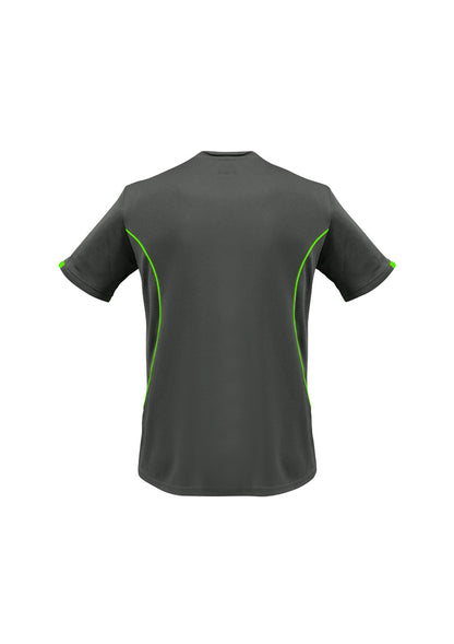 Biz Collection Mens Razor Short Sleeve Tee - Grey/Fluoro Lime