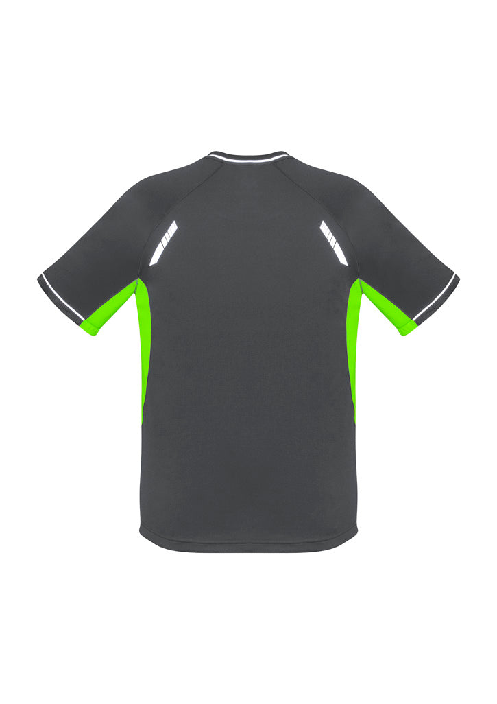 Biz Collection Kids Renegade Short Sleeve Tee - Grey/Fluoro Lime/Silver