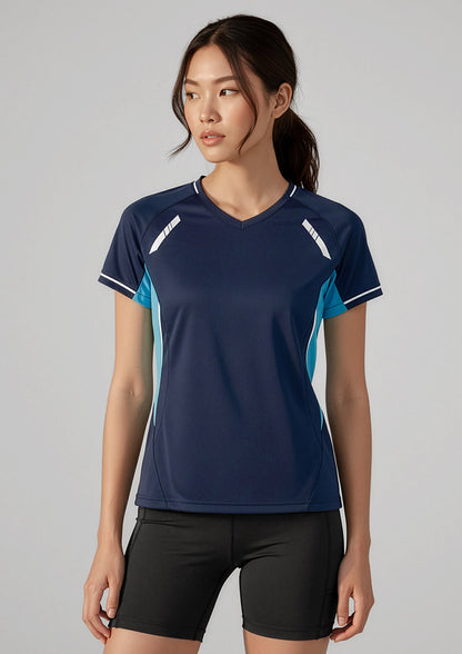 Biz Collection Womens Renegade Short Sleeve Tee - Navy/Sky/Silver
