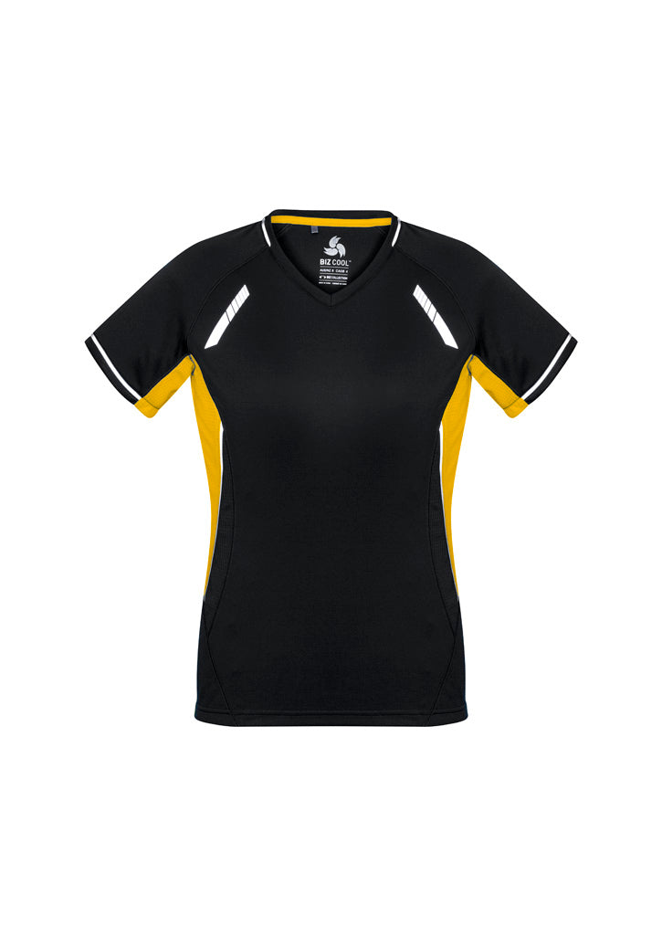 Biz Collection Womens Renegade Short Sleeve Tee - Black/Gold/Silver