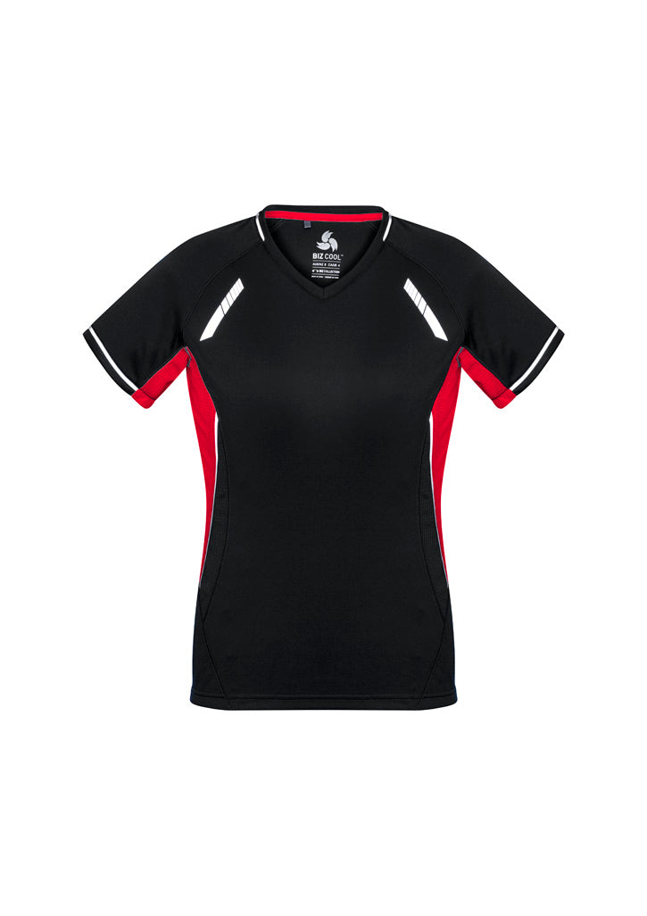 Biz Collection Womens Renegade Short Sleeve Tee - Black/Red/Silver