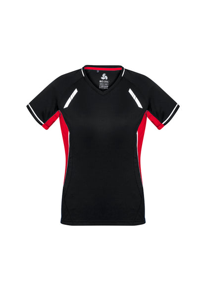 Biz Collection Womens Renegade Short Sleeve Tee - Black/Red/Silver