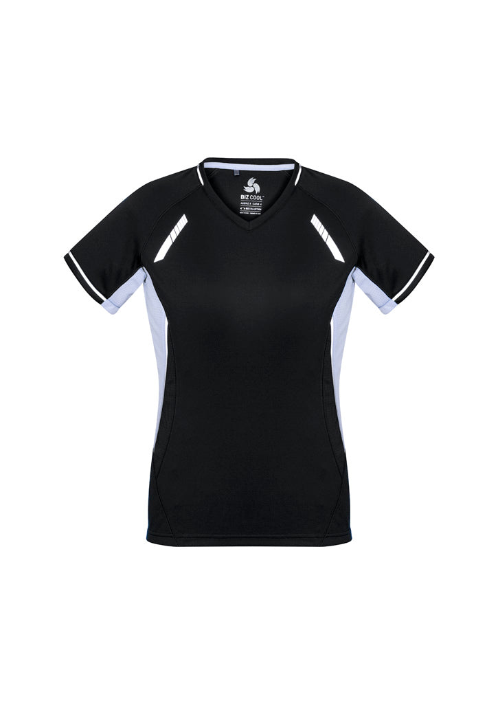 Biz Collection Womens Renegade Short Sleeve Tee - Black/White/Silver
