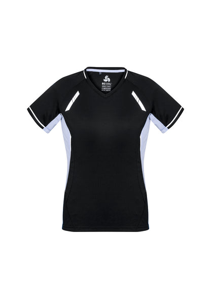 Biz Collection Womens Renegade Short Sleeve Tee - Black/White/Silver